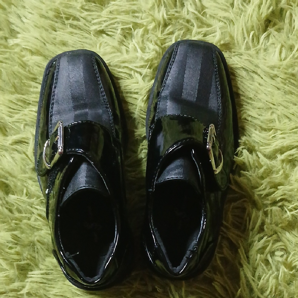 Felipe Stefano Shiny‎ Black Kids Dress Shoes Size 9M Preowned